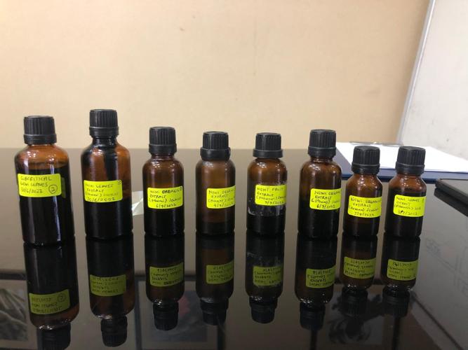 Bottles containing Noni Essence or Concentrated Noni juice extracted using scCO2.